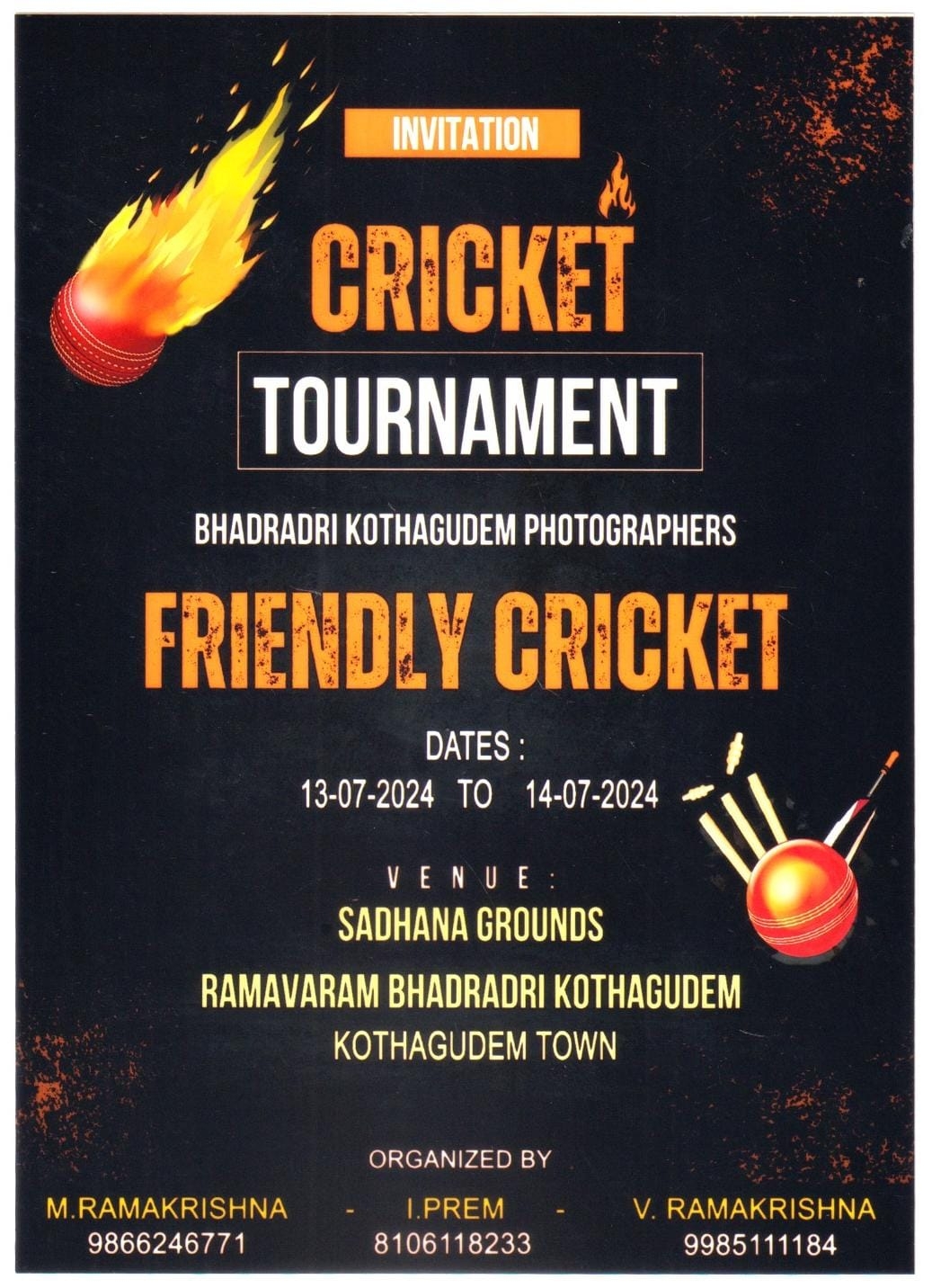 Photographers Friendly Cricket Tournament Kothagudem 